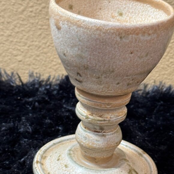 Handcrafted Ceramic Chalice  Goblet Beige/Tan With Rustic Speckled - Picture 3 of 9